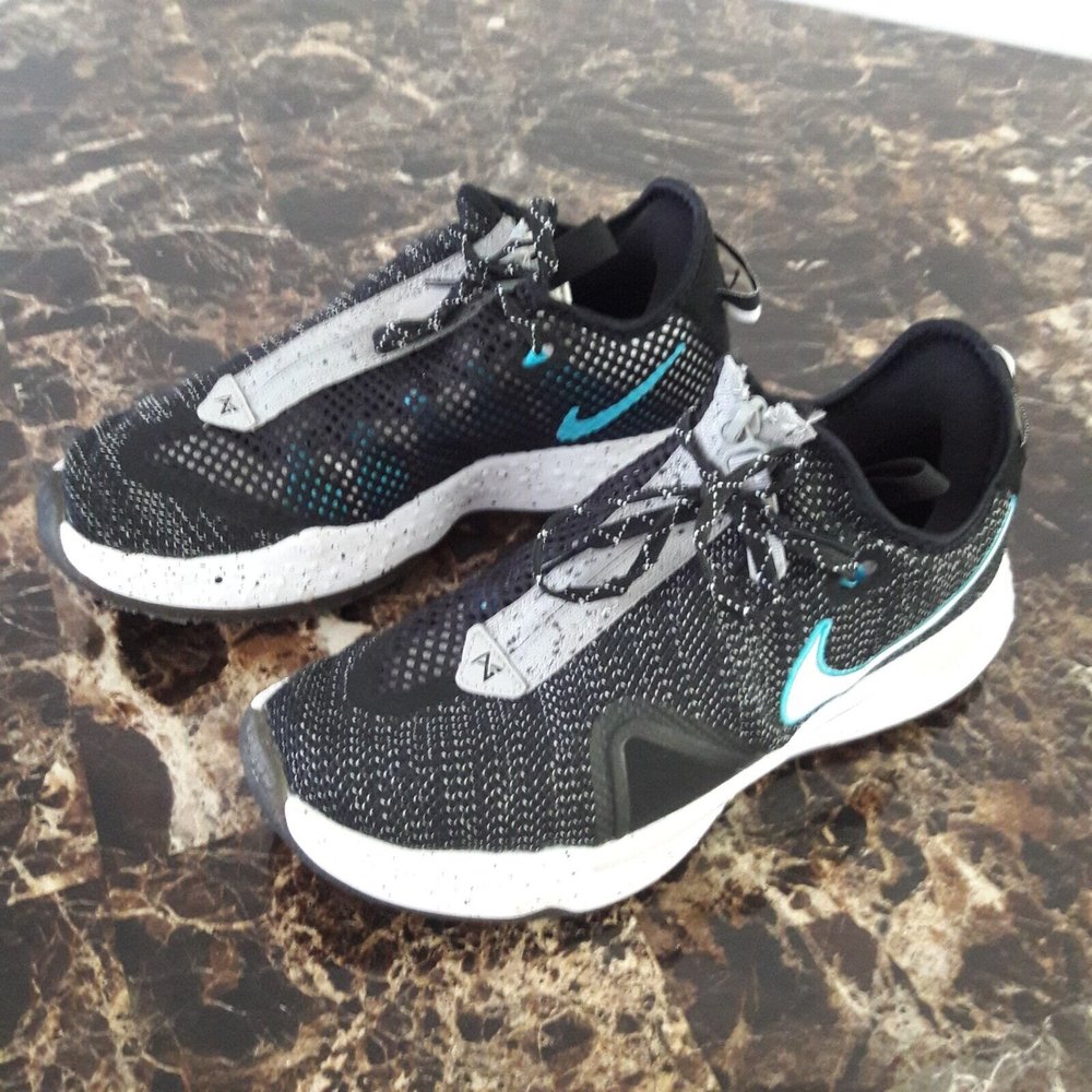 Nike Air Strobel Sneakers Zip Front Laces Size 8.5 U.S. Black Grey & Blue Mens